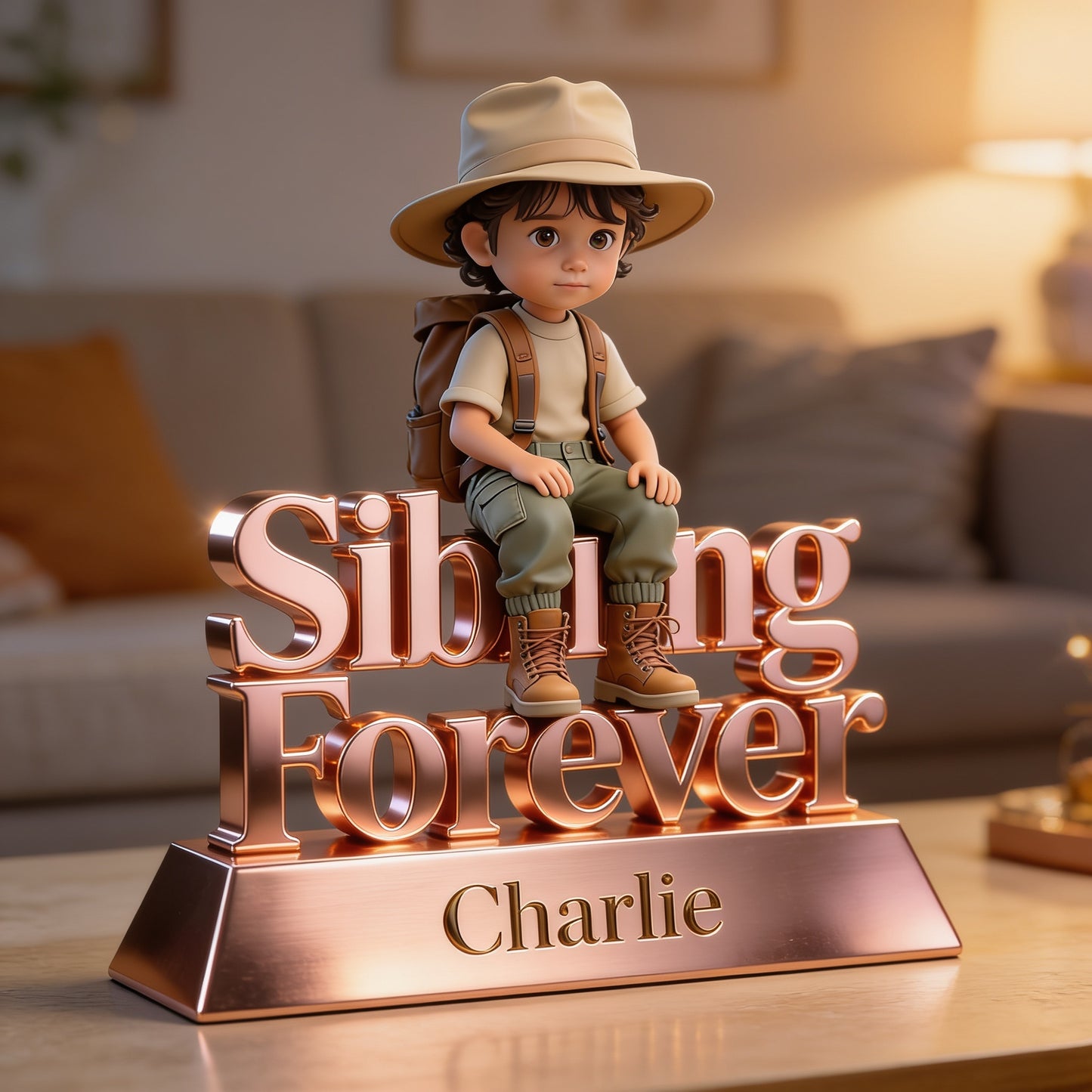 Sibling Forever Personalized Custom Shaped Acrylic Plaque | Cute Young Children Family Keepsake Gift for Desk Home Decor