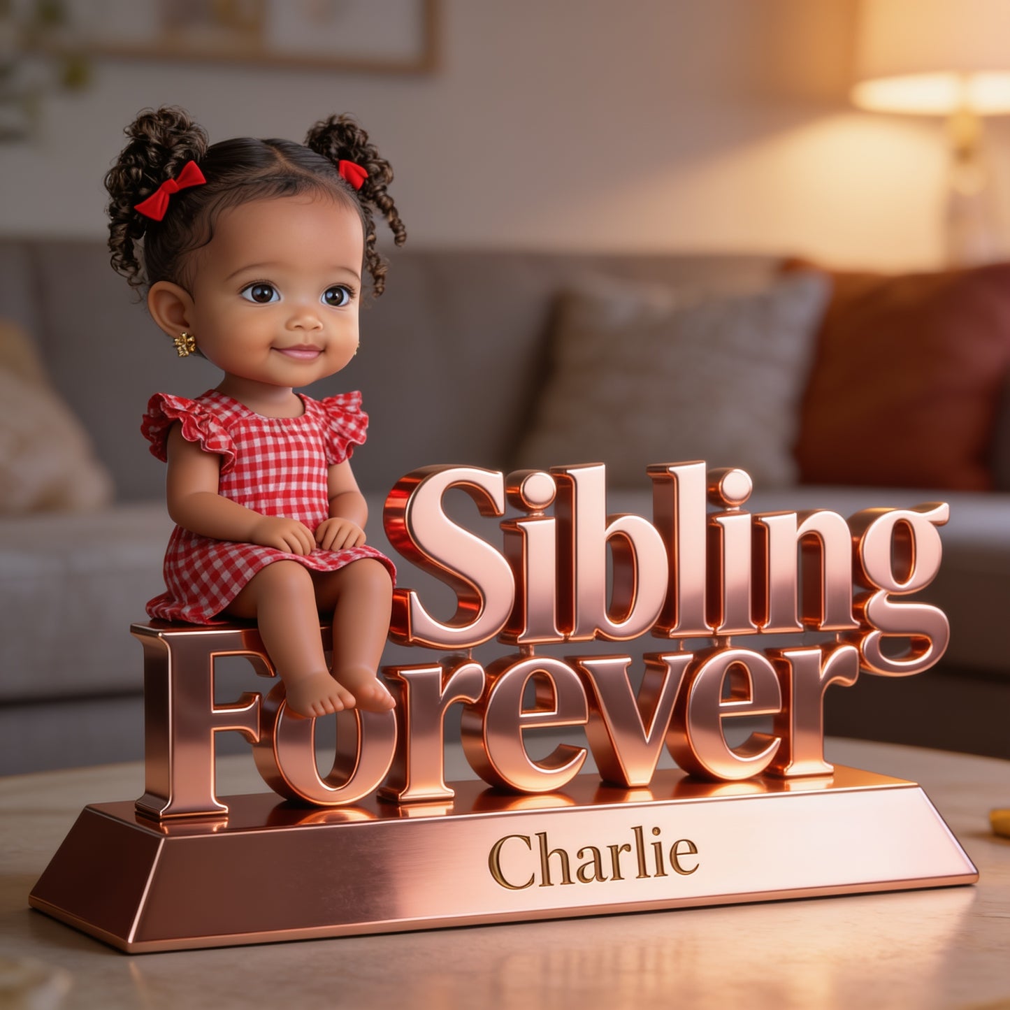 Sibling Forever Personalized Custom Shaped Acrylic Plaque, Cute Young Children Family Keepsake Home Decor Gift