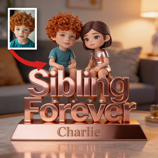 Personalized Sibling Forever Custom Shaped Acrylic Plaque, Cute Young Children Family Keepsake Gift for Home Desk Display