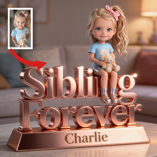 Personalized Sibling Forever Custom Shaped Acrylic Plaque, Cute Young Sibling Kids Sentimental Family Keepsake Home Decor Gift