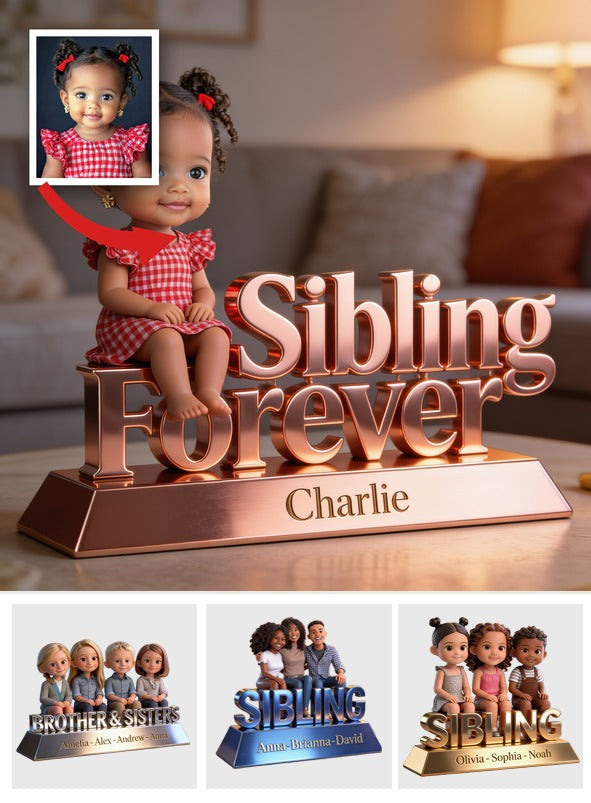 Sibling Forever Personalized Custom Shaped Acrylic Plaque, Cute Young Children Family Keepsake Home Decor Gift