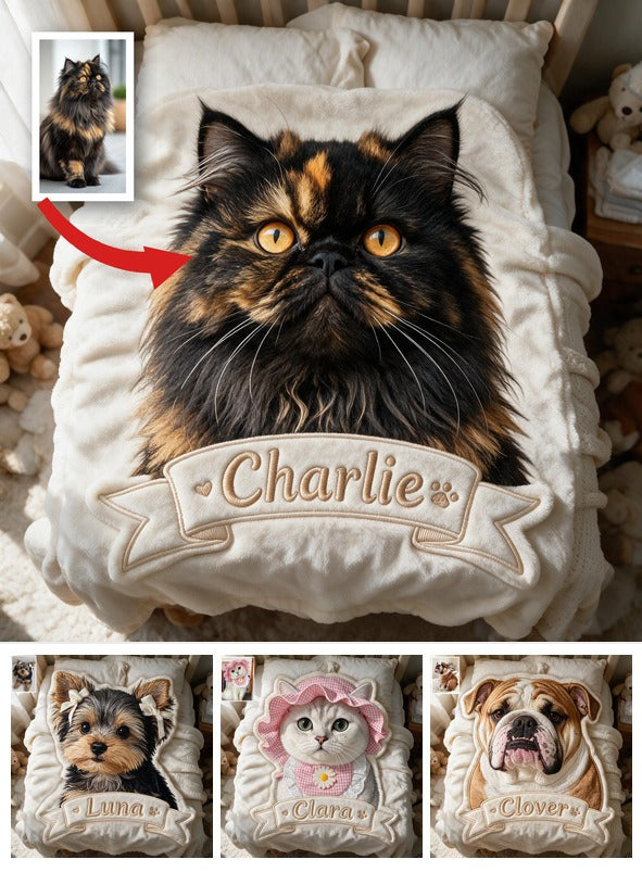 Personalisierte Flauschige Langhaarige Schildpatt Perserkatzen-Fleece-Decke, Gemütliches Geschenk für Katzenliebhaber