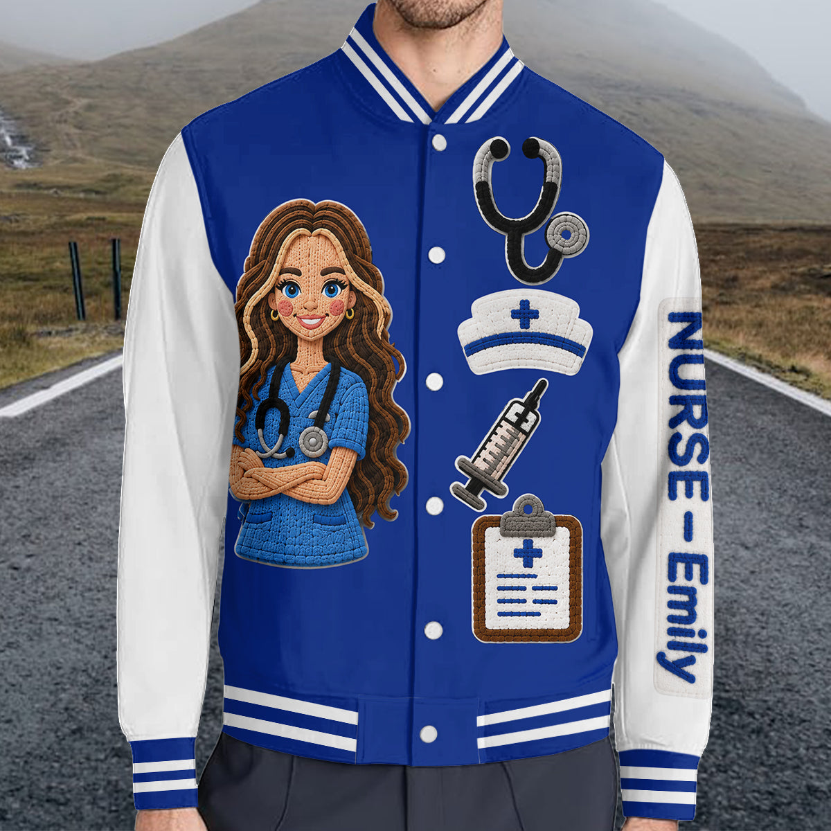 Personalized Latina Nurse Varsity Jacket Custom Embroidered Nurse Life Outerwear, Perfect Gift for NR Nursing Staff and Nurse Graduation