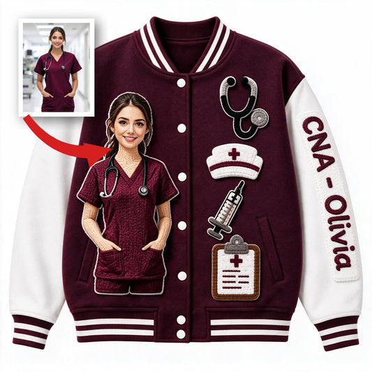 Personalisierte Varsity-Jacke für Krankenschwestern – Geschenk für CNA im Gesundheitswesen