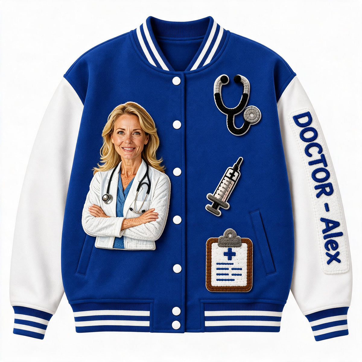 Personalized Doctor Varsity Jacket Custom Photo Doctor Life Appreciation Gift for Healthcare Workers