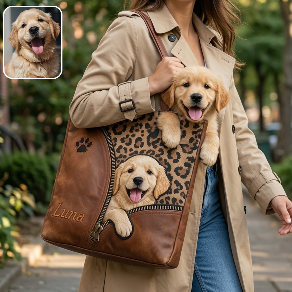 Personalized Peeking Welsh Corgi Tote Bag Cute Custom Dog Owner Gift Pet Lover Reusable Everyday Shoulder Bag