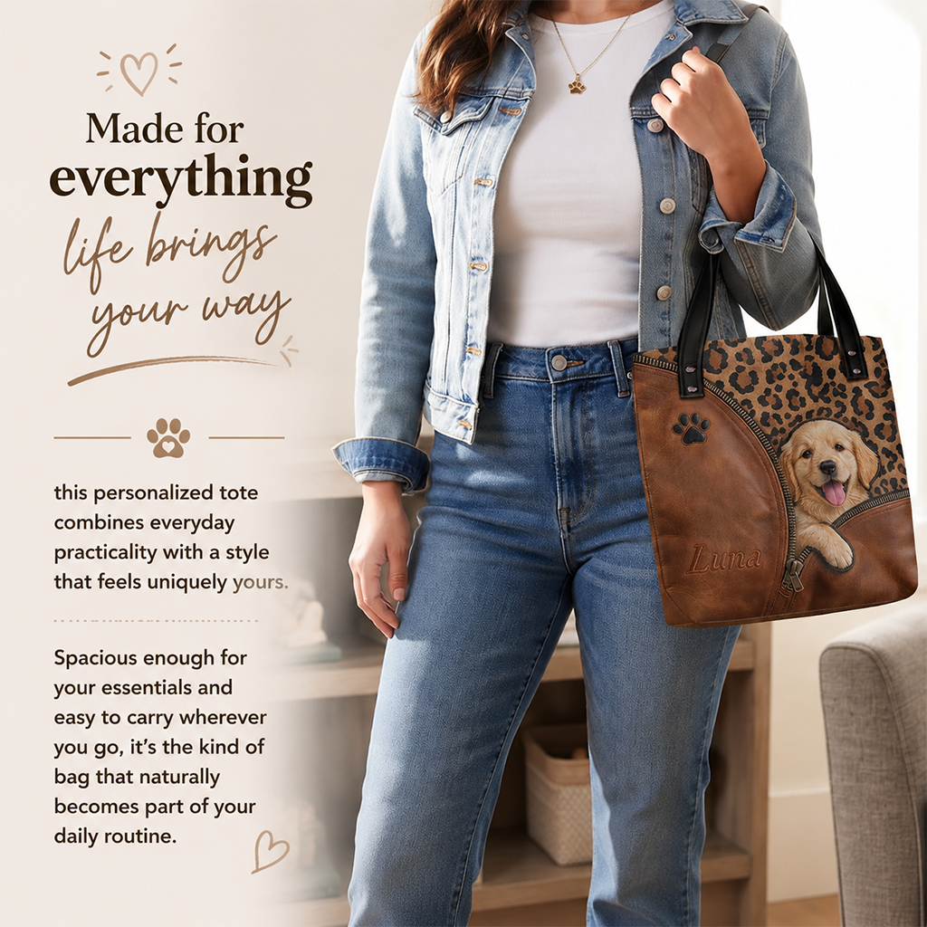 Personalized Peeking German Shepherd Tote Bag Custom Dog Owner Gift Pet Lover Shoulder Bag for Work Travel Shopping