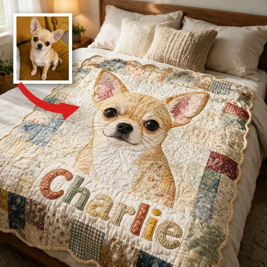 Personalized Short Haired Fawn Chihuahua Shaped Fleece Blanket | Cozy Dog Lover Gift for Pet Owners