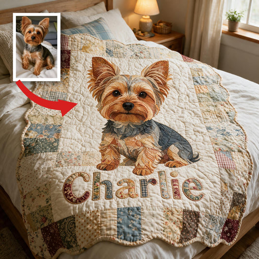 Couverture en Fleece Personnalisée en Forme de Yorkshire Terrier, Cadeau Sur Mesure pour Amateurs de Yorkies et Propriétaires d'Animaux