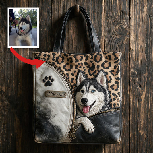 Sac fourre-tout personnalisé Husky Sibérien, cadeau pour amoureux des chiens aux yeux bleus