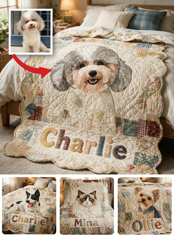 Personalized Fluffy Curly Poodle Shaped Patchwork Fleece Blanket, Thoughtful Dog Lover Cozy Gift for Home and Travel