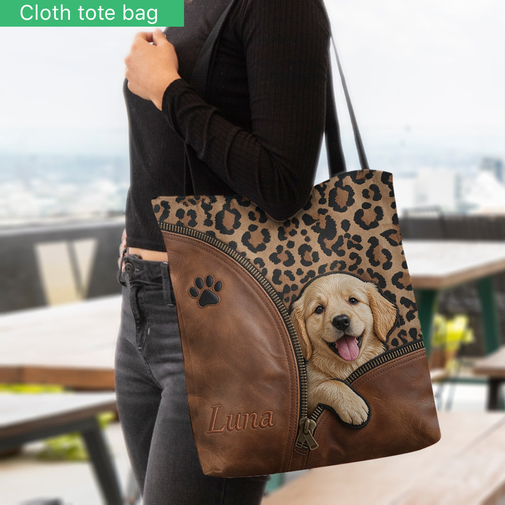 Personalized Peeking Black Labrador Retriever Tote Bag, Custom Dog Lover Gift for Lab Owner Everyday Carryall