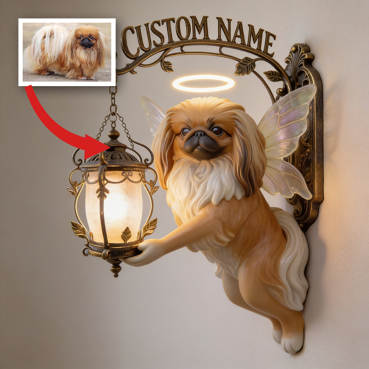 Personalized Fluffy Shih Tzu Angel Wooden Wall Mount Sign - Cute Unique Gift for Dog Lover Home Decor
