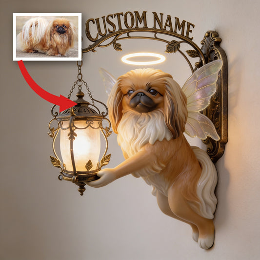 Personalized Fluffy Shih Tzu Angel Wooden Wall Mount Sign - Cute Unique Gift for Dog Lover Home Decor