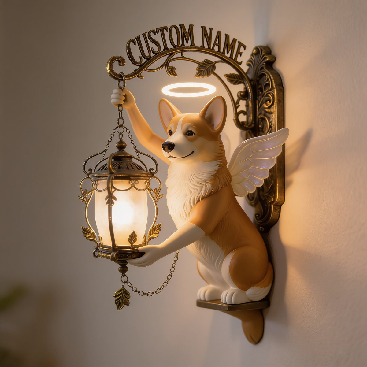 Personalized Angel Welsh Corgi Wooden Wall Mount Sign - Custom Pet Decor Gift for Corgi Dog Lovers
