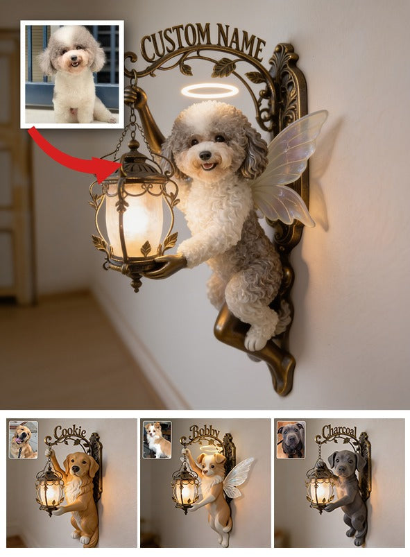 Personalized Angel Poodle Wooden Wall Mount Sign, Cute Curly Fairy Poodle Home Decor Gift for Dog Lovers