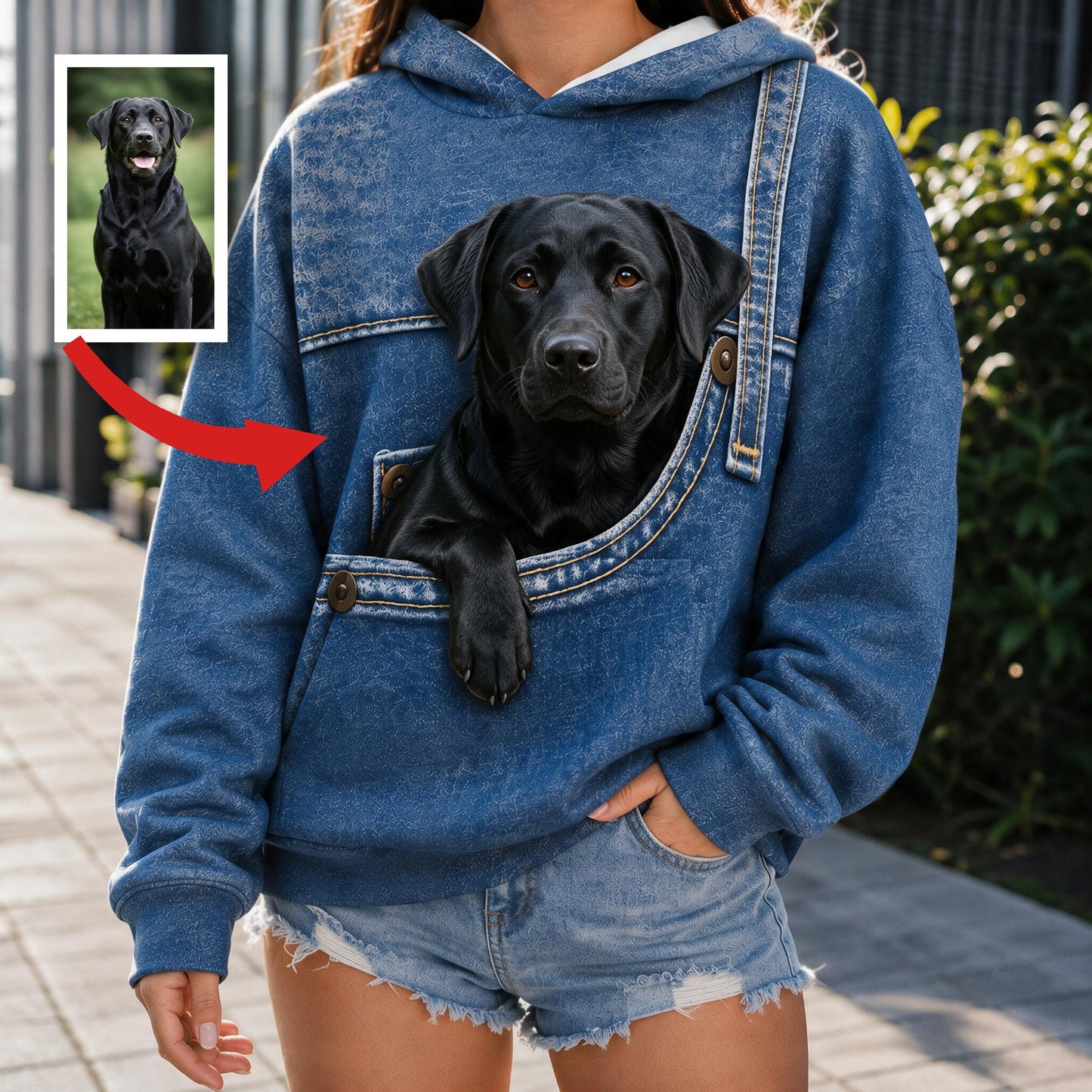 Personalized Black Labrador Retriever All Over Print Hoodie, Cute Gift for Dog Lover Pet Owner