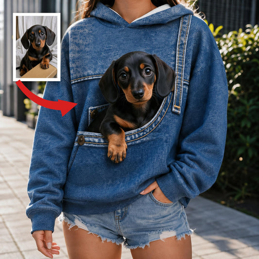 Personalisierter Mini Schwarz und Tan Dachshund Welpen Hoodie, Perfektes Geschenk für Dachshund-Besitzer