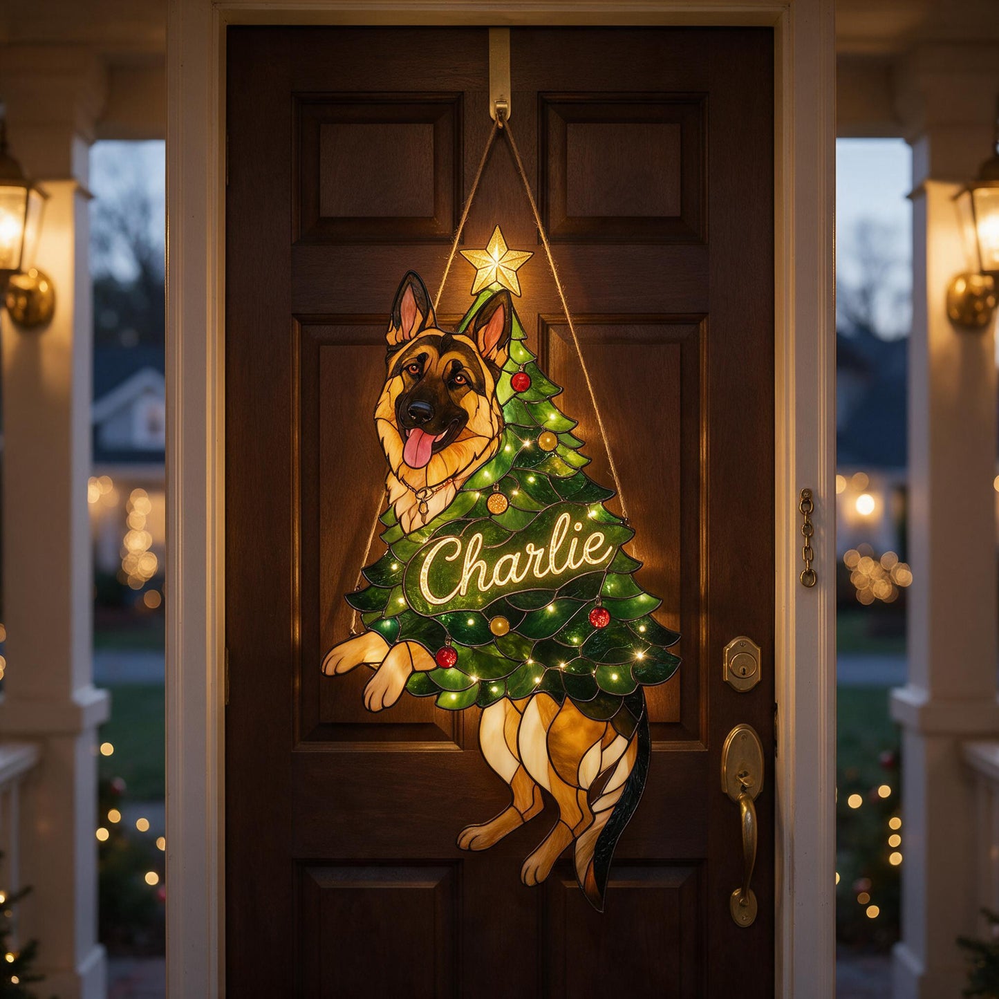 Personalisierte Weihnachts-LED-Acryltafel für Deutsche Schäferhunde - Individuelles Geschenk für Hundeliebhaber