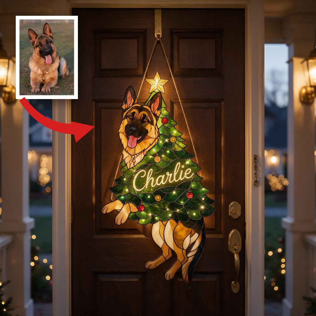 Personalisierte Weihnachts-LED-Acryltafel für Deutsche Schäferhunde - Individuelles Geschenk für Hundeliebhaber