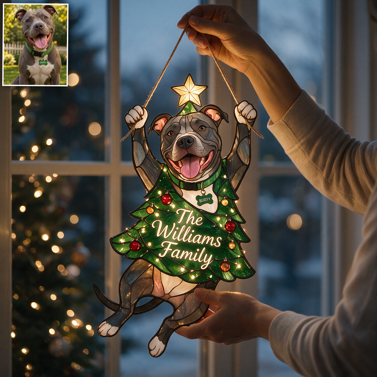 Joli panneau LED acrylique personnalisé Dalmation tacheté pour Noël, décoration de porte festive pour les amoureux des chiens