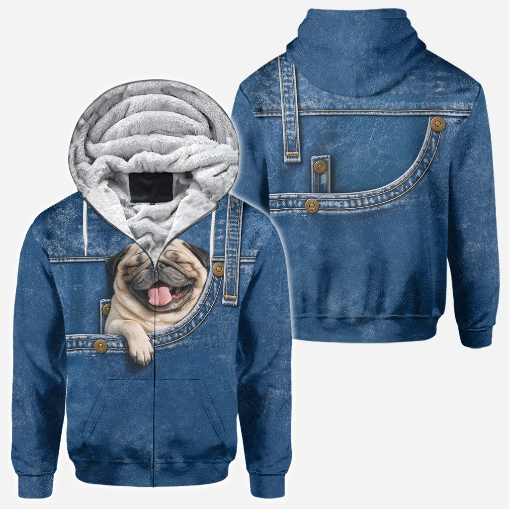Cute Tiny Fawn Chihuahua Pocket Print All Over Hoodie, Unique Gift for Chihuahua Owner Pet Lovers