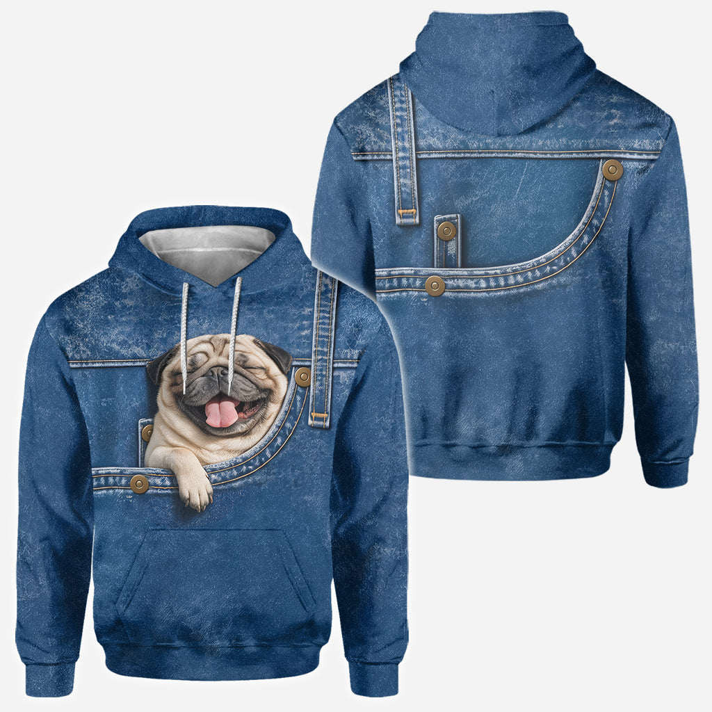Personalized Tri-Color Australian Shepherd Faux Pocket Print Hoodie, Great Gift for Australian Shepherd Dog Owners