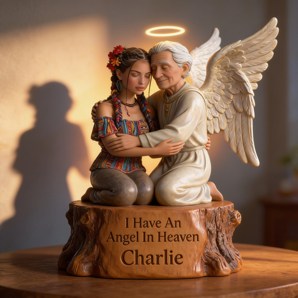 I Have An Angel In Heaven Personalized Couple Memorial Acrylic LED Night Light Bereavement Sympathy Gift