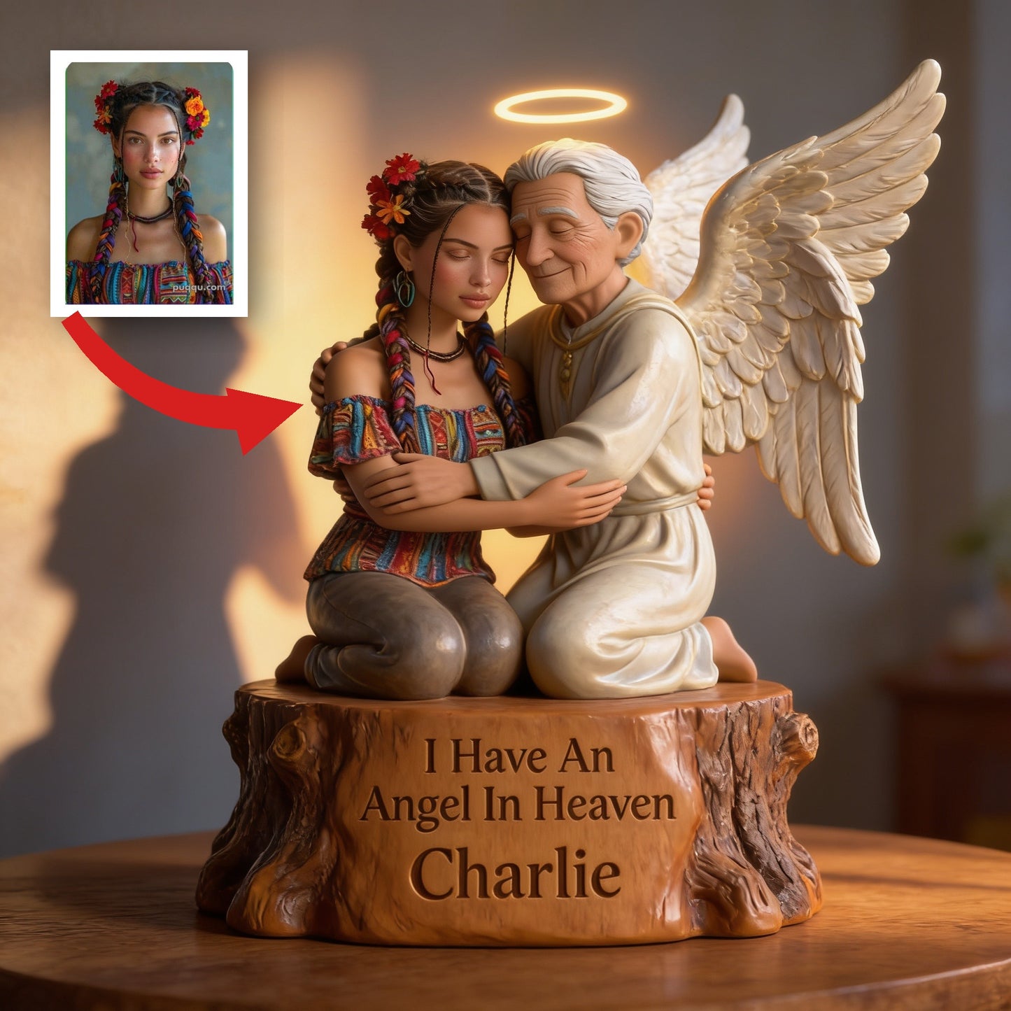 I Have An Angel In Heaven Personalized Couple Memorial Acrylic LED Night Light Bereavement Sympathy Gift