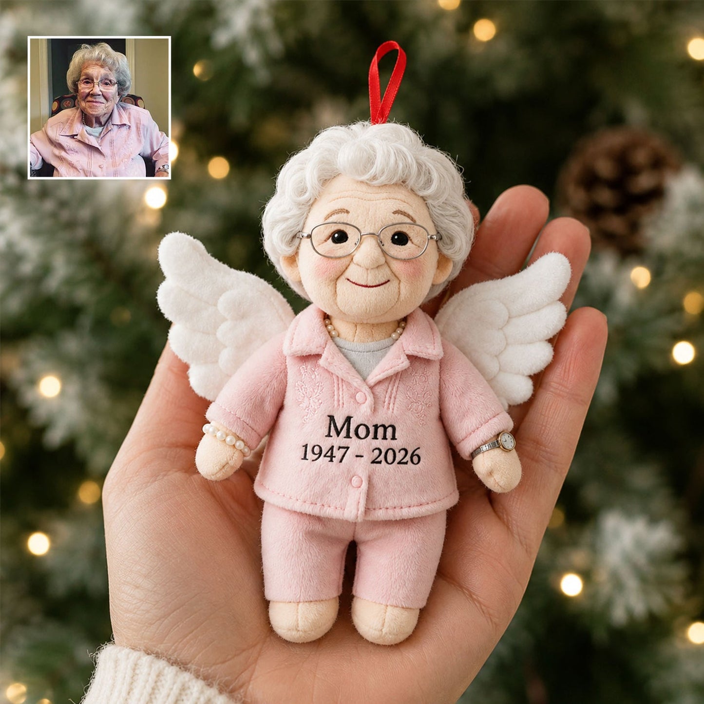 Personalized Black Grandpa Memorial Angel Plush Ornament - I'm Always With You Christmas Remembrance Keepsake Gift