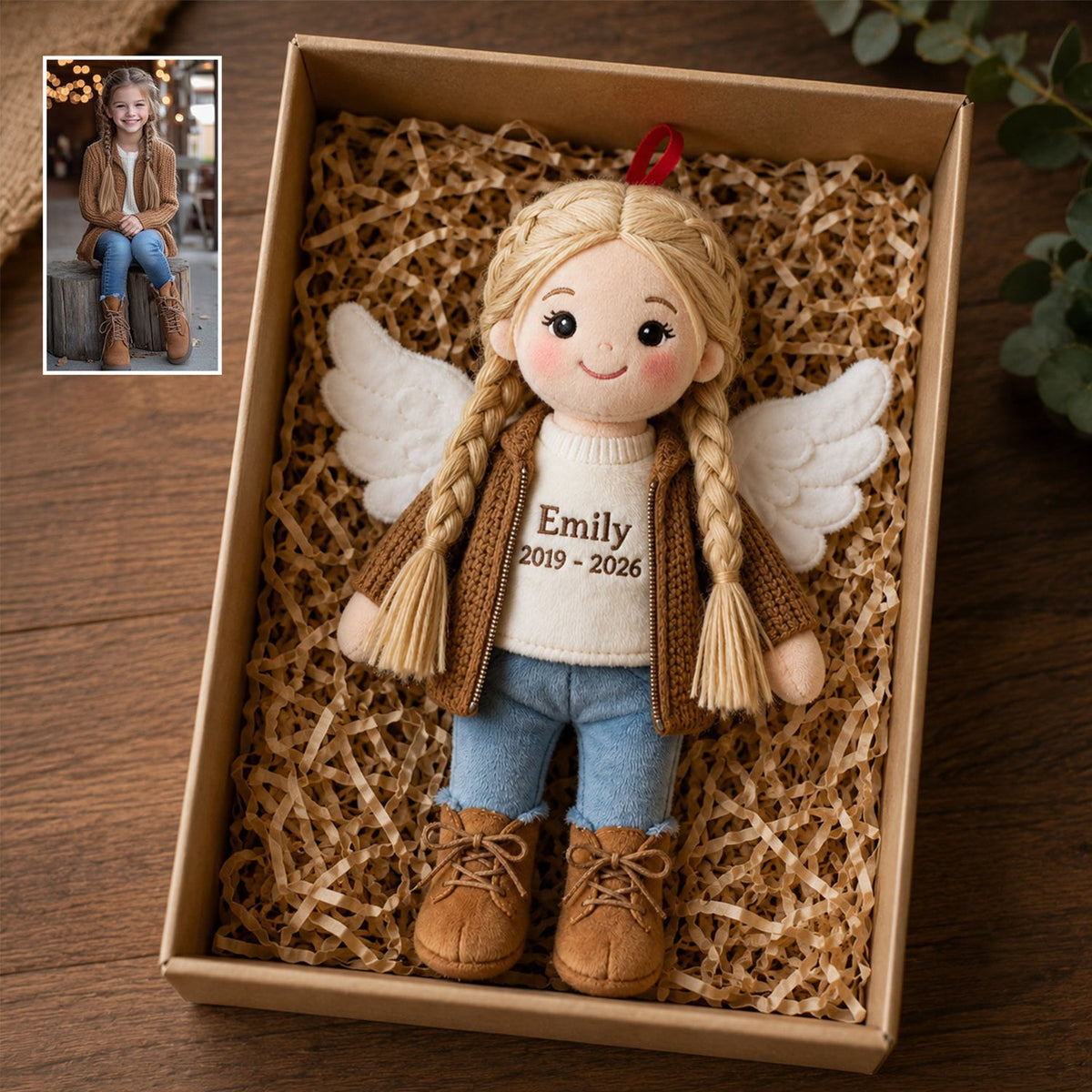Personalized Black Mom Angel Memorial Plush Ornament - I'm Always With You Remembrance Sympathy Christmas Keepsake Gift