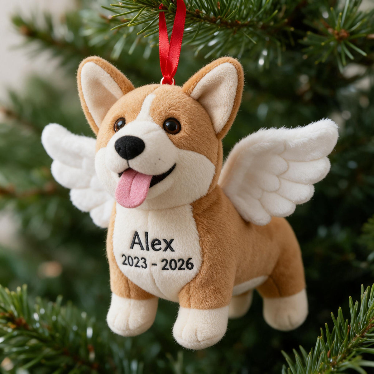 Personalized Welsh Corgi Angel Pet Memorial Plush Ornament - I'm Always With You Remembrance Christmas Keepsake Gift