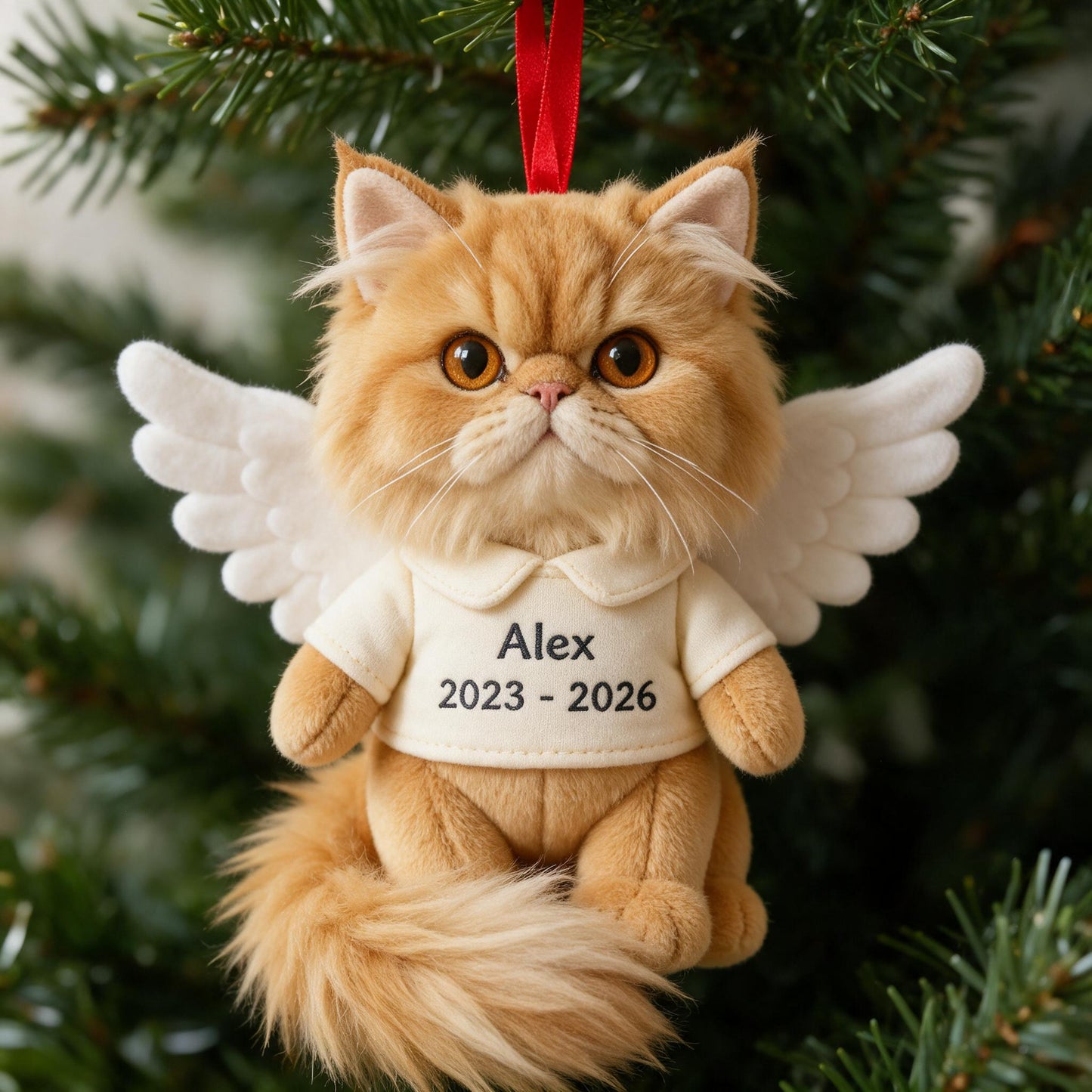 I'm Always With You Personalized Fluffy Maine Coon Cat Angel Memorial Plush Ornament Pet Loss Remembrance Gift