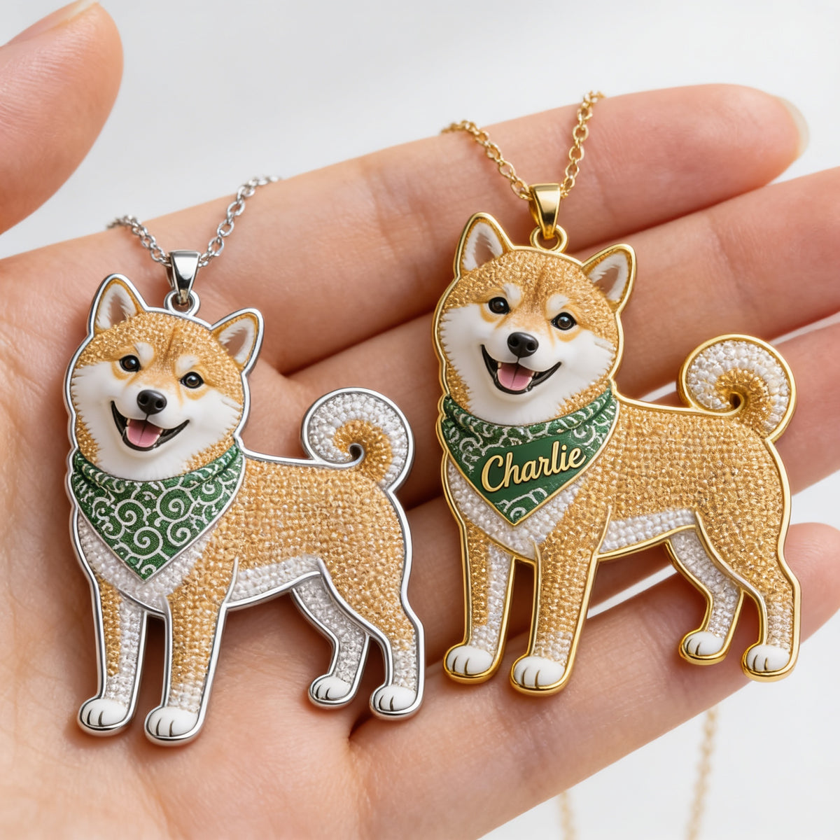Personalized Shiba Inu Metal Pendant Necklace, Custom Name Pet Jewelry Gift for Shiba Inu Owners and Dog Lovers