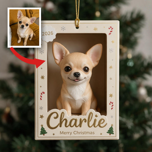 Personalisierte Fawn Chihuahua Weihnachtsornament, Individuelles 2026 Haustier Geschenk für Chihuahua Besitzer