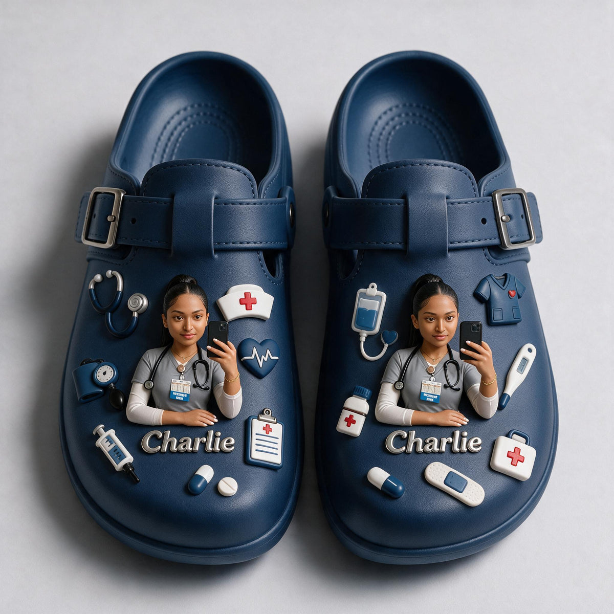 Personalized 3D Nurse Life Clogs with Arch Support, Custom Name Comfortable Work Gift for Latina CNA Healthcare Workers