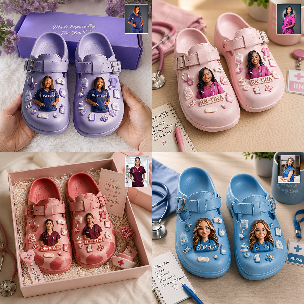 Personalized Nurse Clogs with Arch Support 3D Medical Appreciation Gift for CNA Healthcare Workers