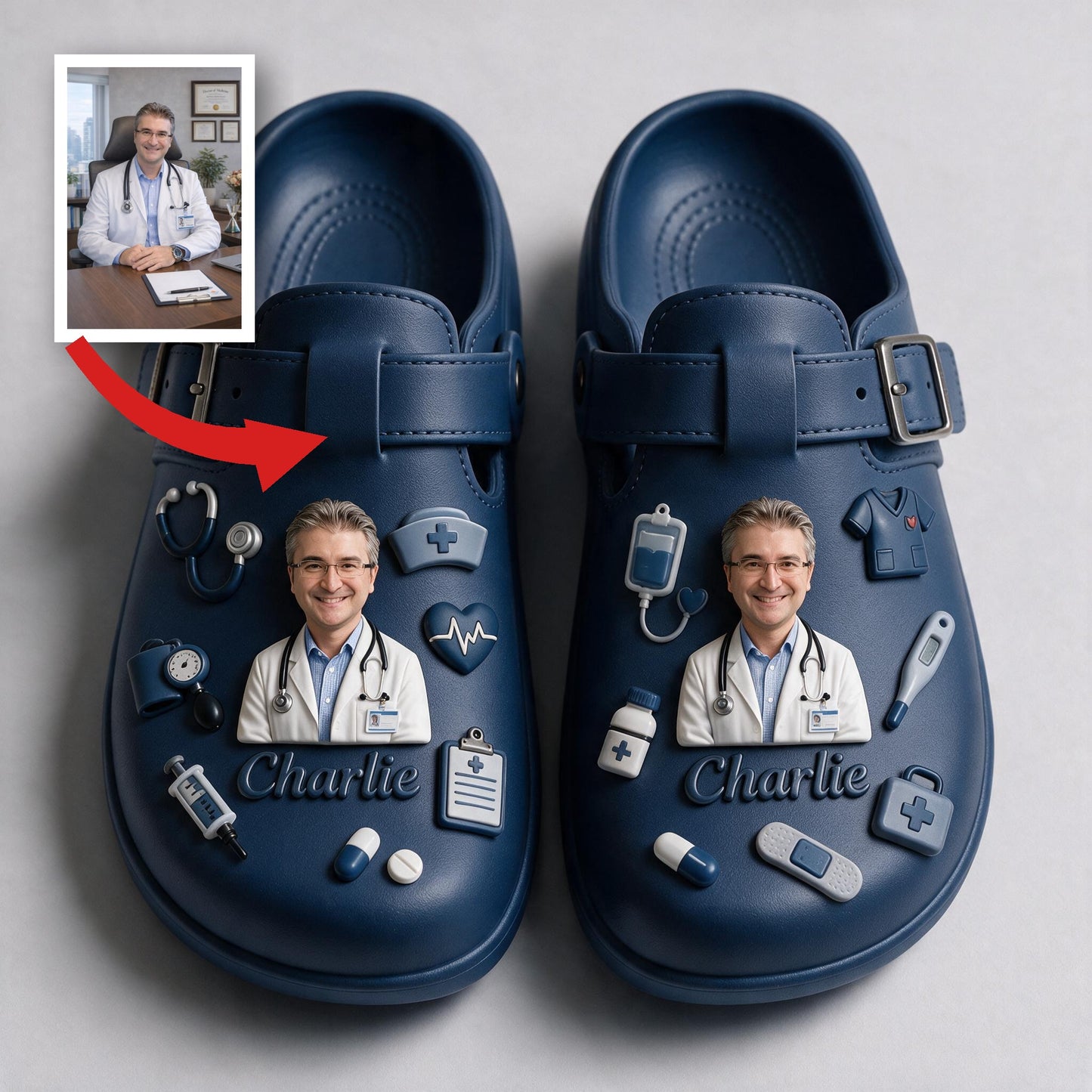 Personalized Latina Doctor Arch Support Clogs - Custom Medical Work Footwear, Perfect Gift for Physicians and Healthcare Workers
