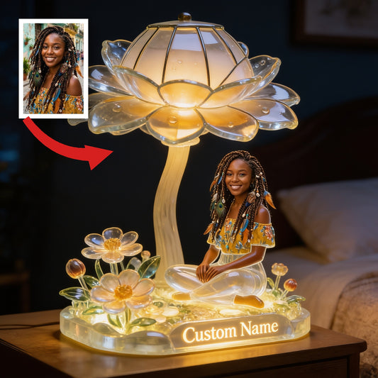 Lampe de Nuit LED Acrylique Personnalisée Femme Noire - Décor de Chambre Autonome avec Nom