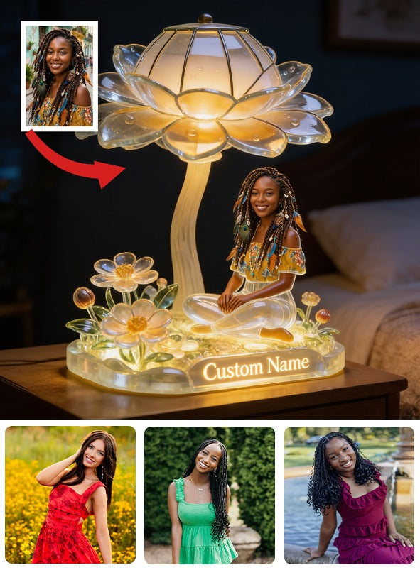 Custom Personalized Black Woman Portrait Acrylic LED Night Light - Custom Name Self Love Bedroom Decor Gift