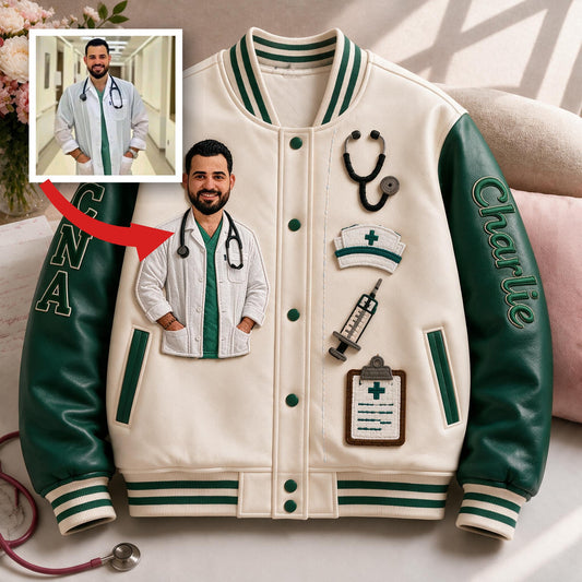 Veste Varsity Personnalisée pour Infirmier CNA, Cadeau Appréciation Santé Personnalisé pour le Personnel Infirmier