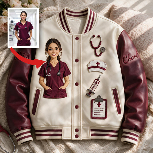 Veste Varsity Infirmière Personnalisée Brodée, Cadeau Appréciation CNA Pour Infirmières, Vêtements Décontractés de Graduation en Soins Infirmiers