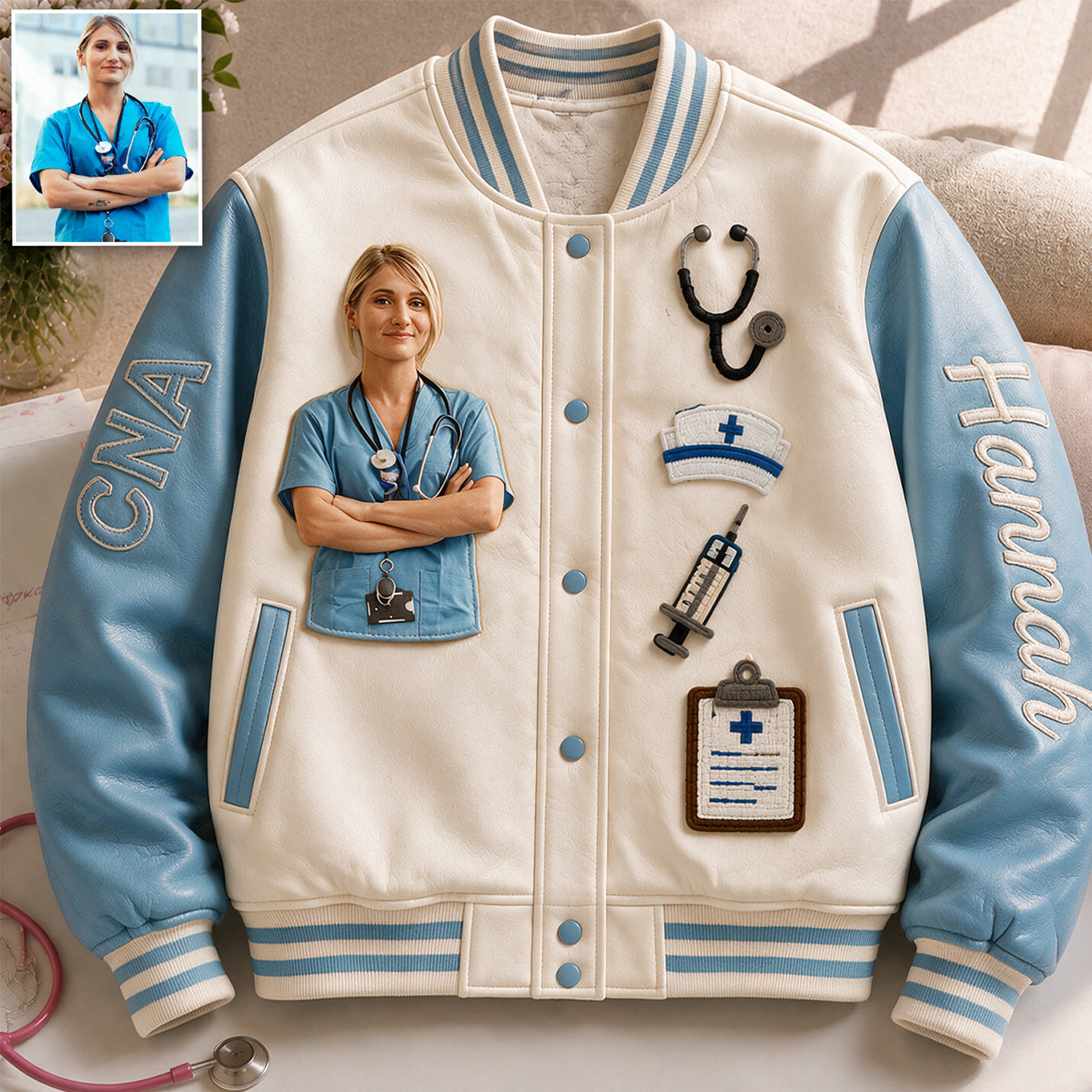 Custom Personalized Older Doctor Varsity Jacket | Thoughtful Appreciation Gift For Medical Professionals Birthday Graduation Casual Outerwear