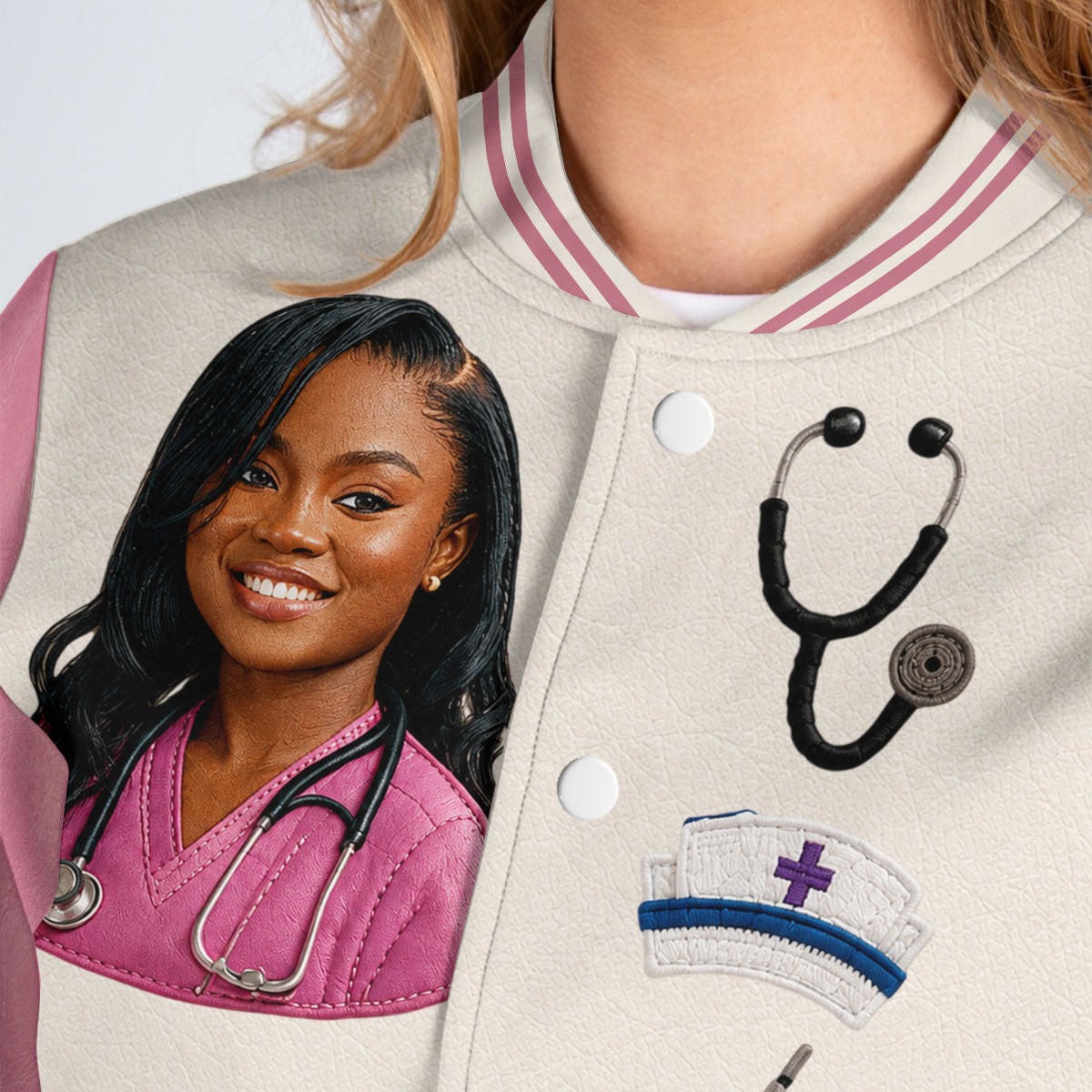 Personalized Embroidered Latina CNA Nurse Varsity Jacket, Thoughtful Appreciation Gift for Healthcare Nursing Staff