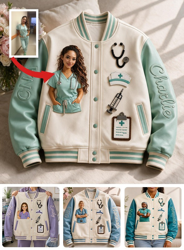 Personalized Embroidered Latina CNA Nurse Varsity Jacket, Thoughtful Appreciation Gift for Healthcare Nursing Staff