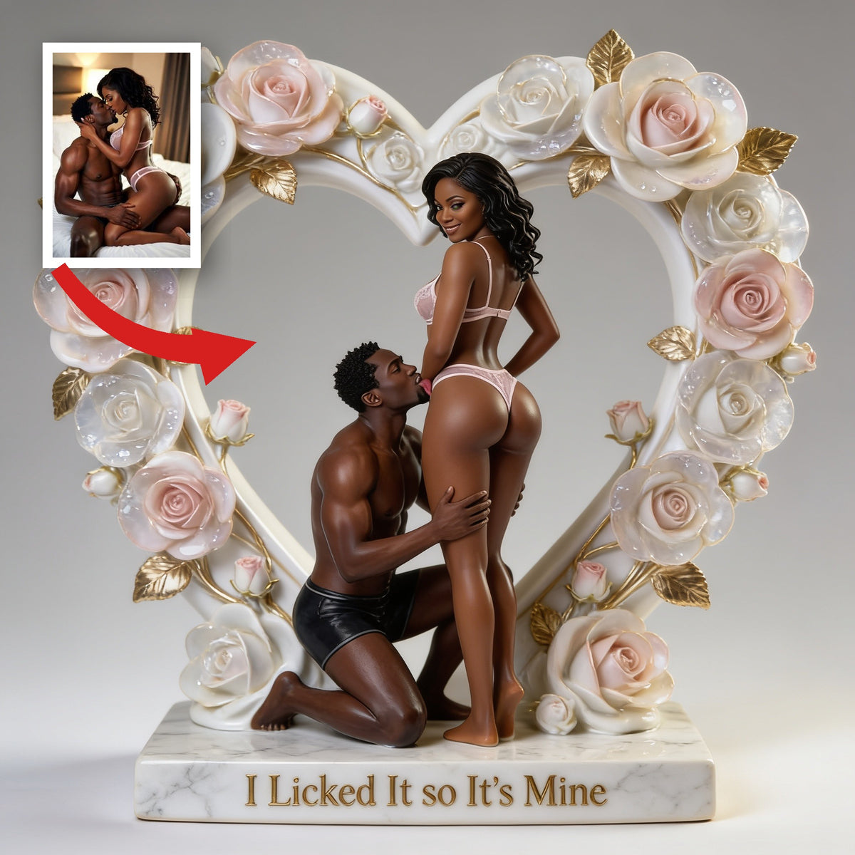 I Licked It so It's Mine - Funny Romantic Black Couple Custom Shaped Acrylic Plaque, Playful Naughty Anniversary Gift for Partners