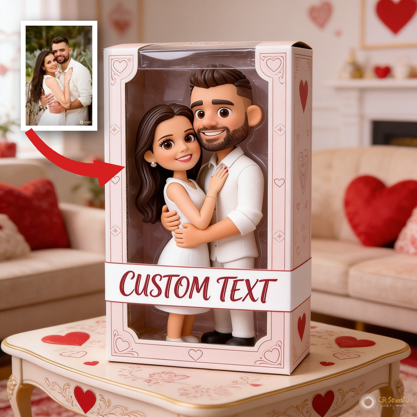 Personalized Chibi Hugging Couple Custom Shaped Acrylic Plaque - Romantic I Love You Gift for Valentine Anniversary Couple Home Decor
