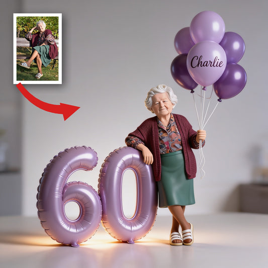 Plaque Acrylique Personnalisée pour 60e Anniversaire, Cadeau Personnalisé pour Mamie