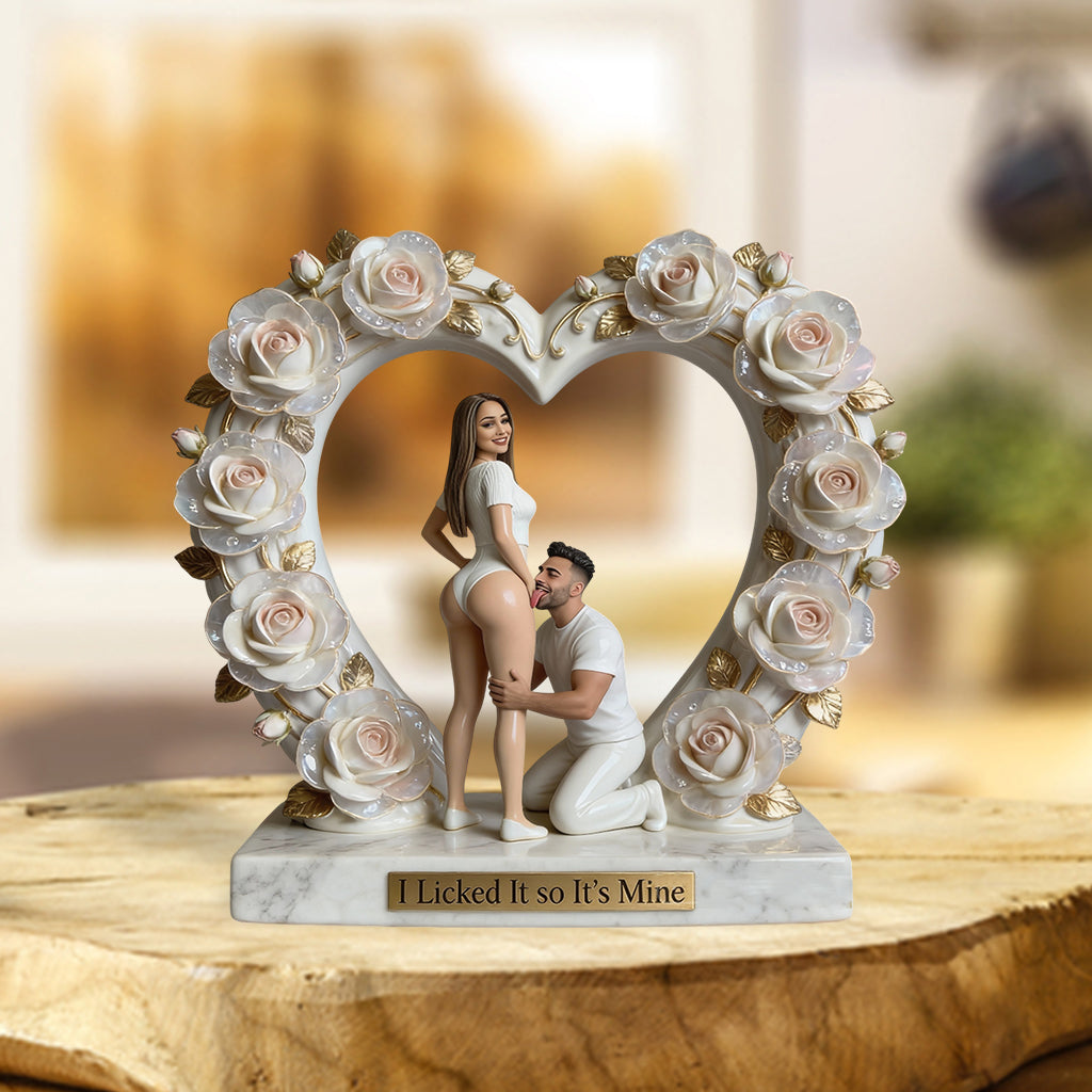 I Licked It so It's Mine - Funny Romantic Black Couple Custom Shaped Acrylic Plaque, Playful Naughty Anniversary Gift for Partners