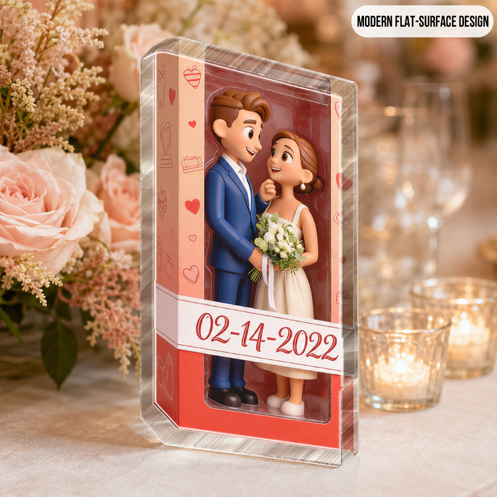 Personalized Chibi Hugging Couple Custom Shaped Acrylic Plaque - Romantic I Love You Gift for Valentine Anniversary Couple Home Decor